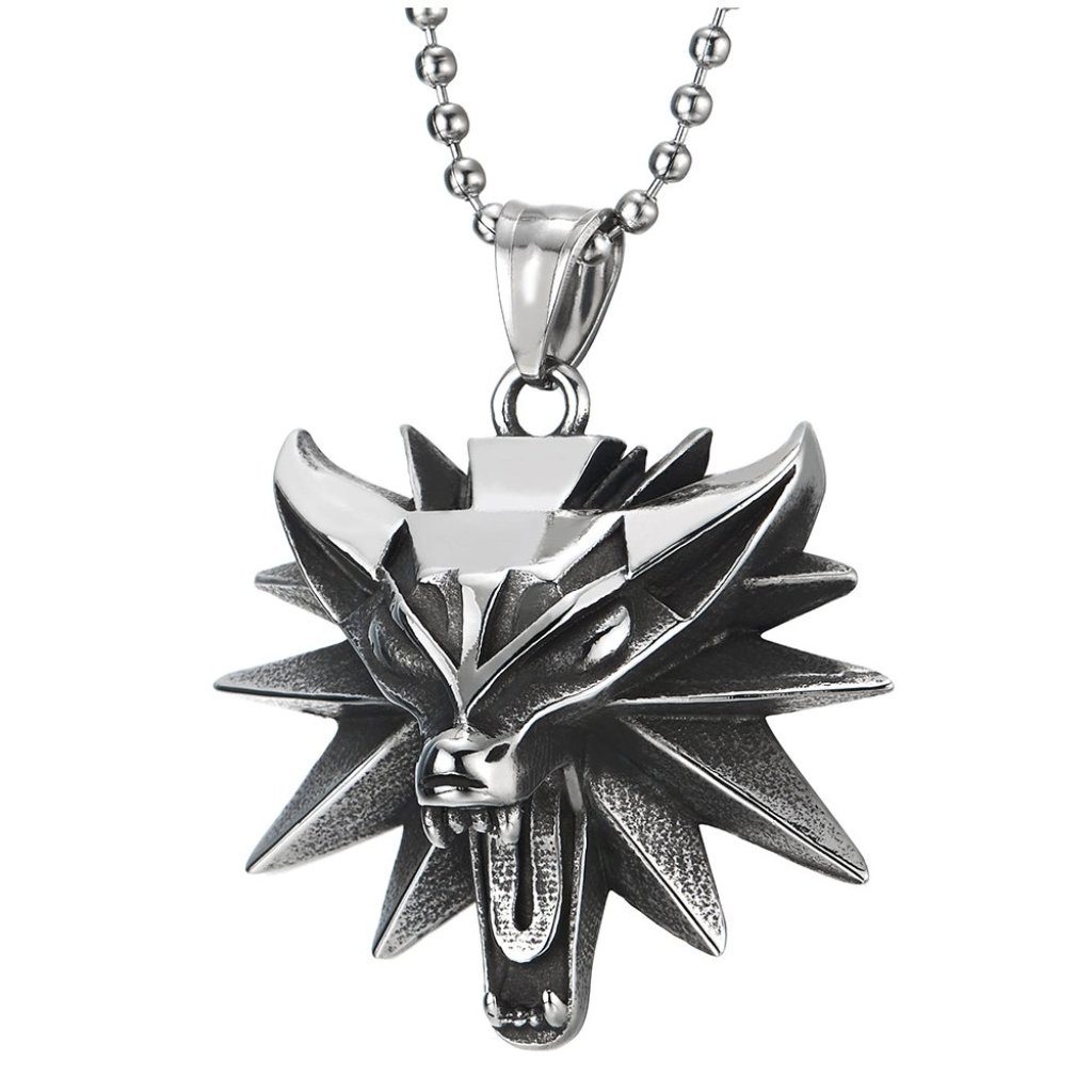 Vintage Steel Fox Head Pendant Necklace Punk Rock Gothic Statement Jewelry